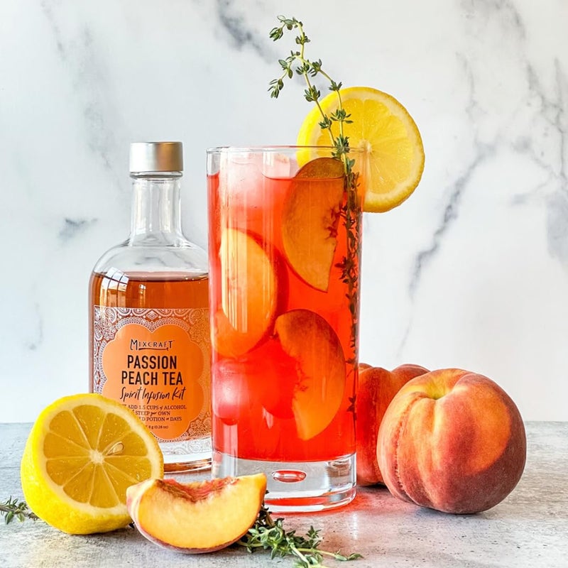 MixCraft Spirit Infusion Kit - Premium Craft Cocktail & Mocktail Mixer, Glass Bottle, Collapsible Funnel, Flavor Pouch & Recipe, Passion Peach Tea - Image 4